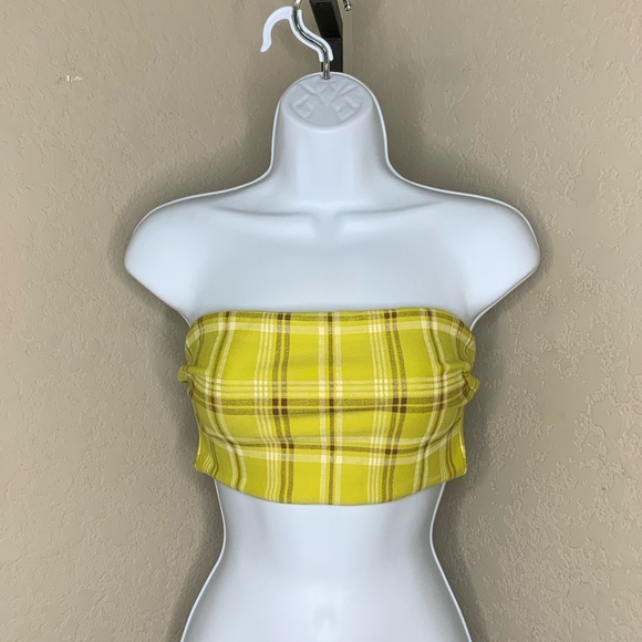 #61 NWOT I.AM.GIA Lime Green Plaid Tube Top Size Small - Picture 3 of 3